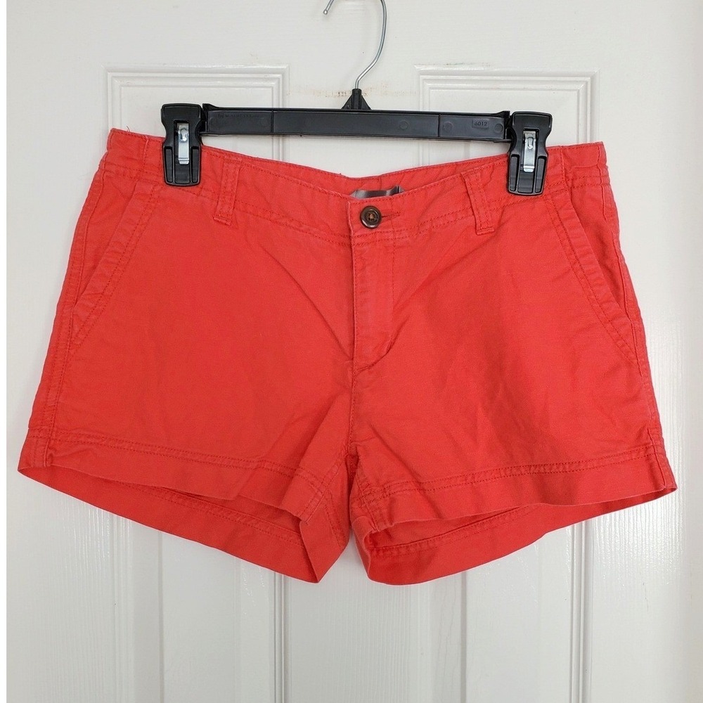 The North Face Shorts Red Linen Cotton Blend Casual Summer Hiking Outdoors Sz 6